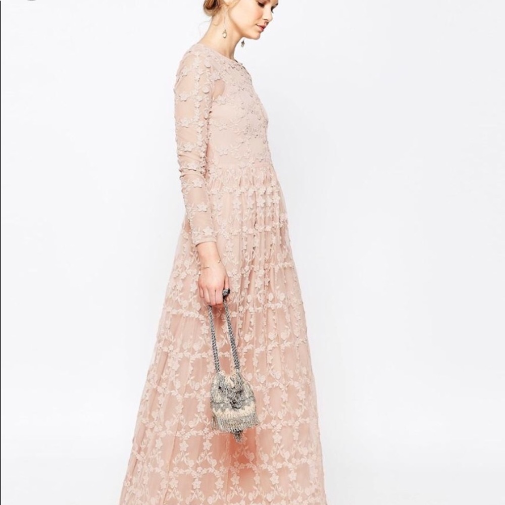 ‼️Light Pink Floral Lace Dress